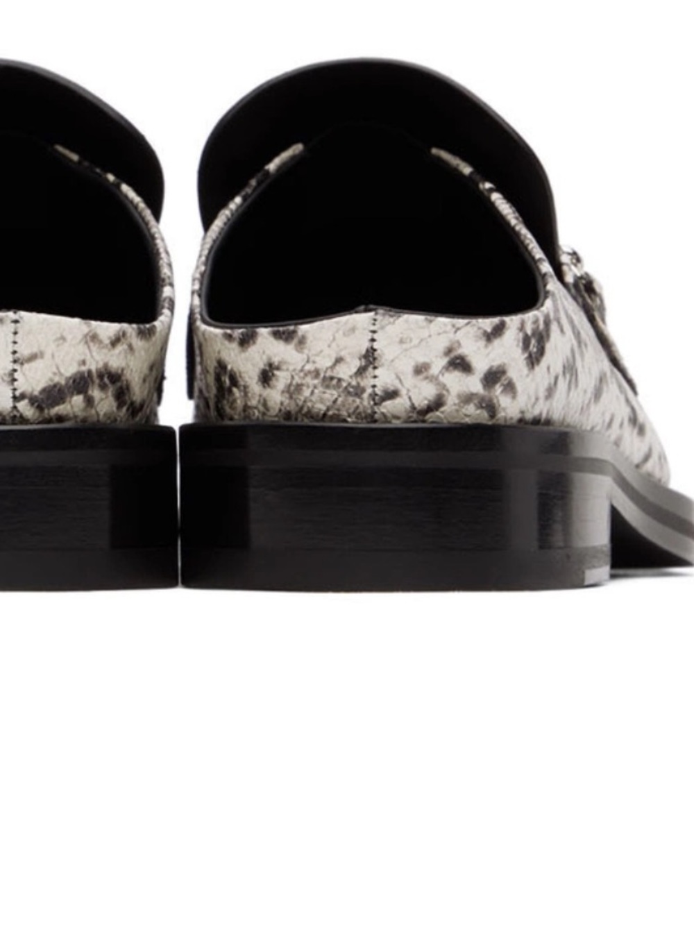 Martine Rose Black and White Snakeskin Chain Mule Loafers - Picture 4 of 9